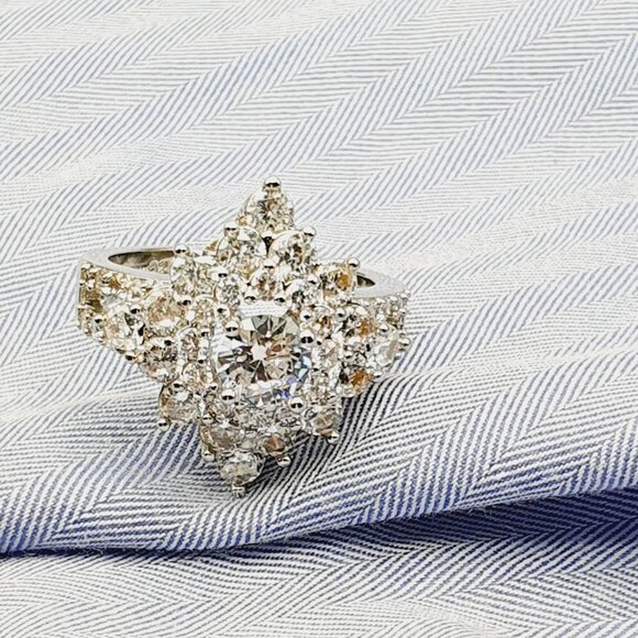 💎Generous Vintage Zircon Silver Luxury Flower Rings for Women, INDN8094 - Picture 15 of 15